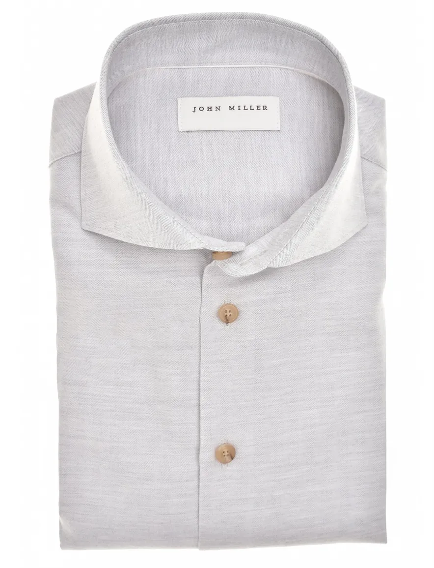 John Miller overhemd lichtgrijs tailored fit