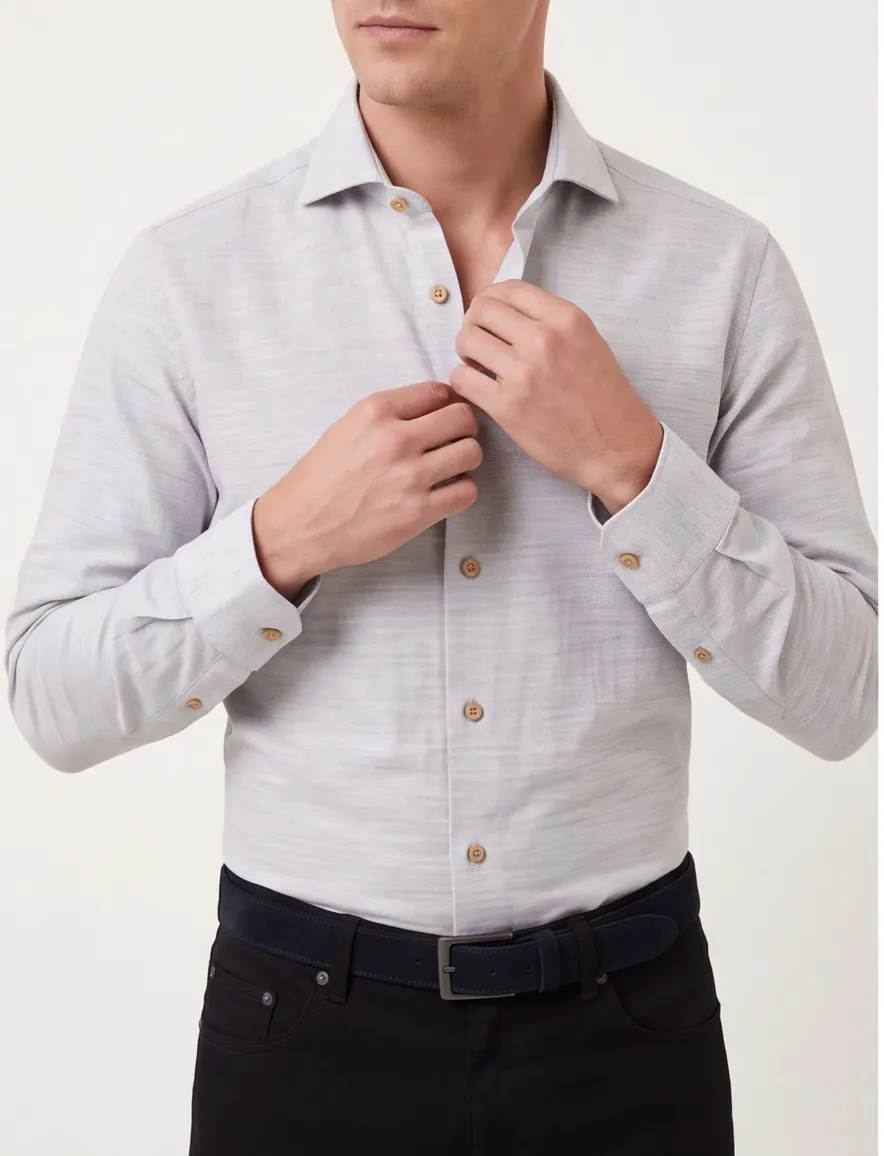 John Miller overhemd lichtgrijs tailored fit