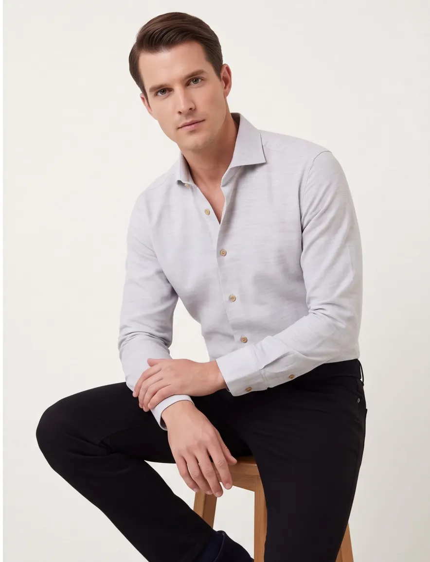 John Miller overhemd lichtgrijs tailored fit
