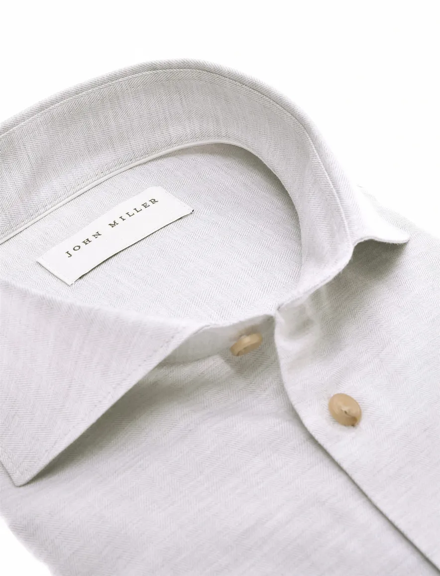 John Miller overhemd lichtgrijs tailored fit