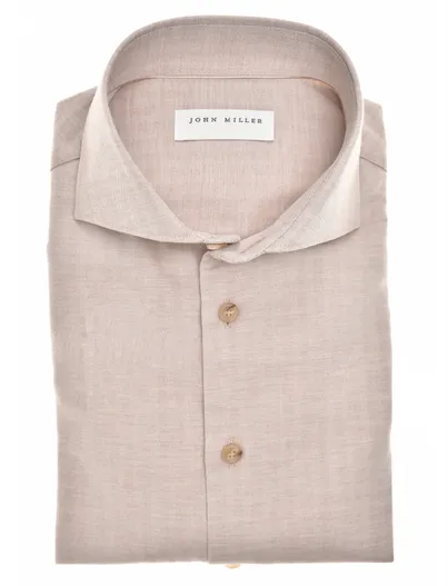 John Miller John Miller overhemd tailored fit bruin