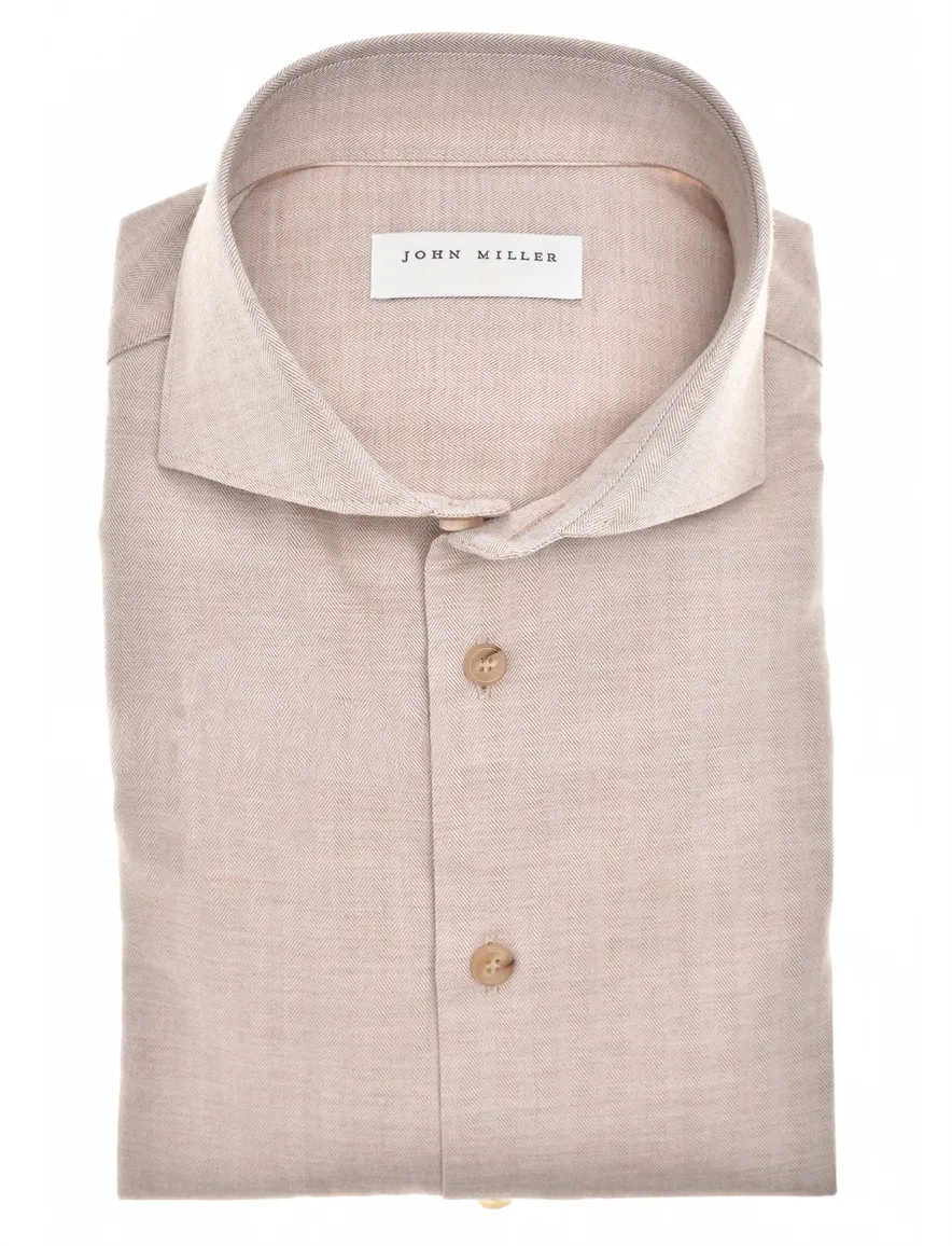 John Miller overhemd tailored fit bruin