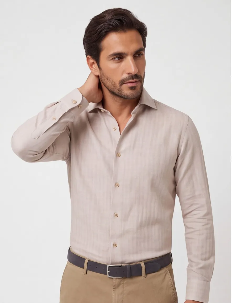 John Miller overhemd tailored fit bruin