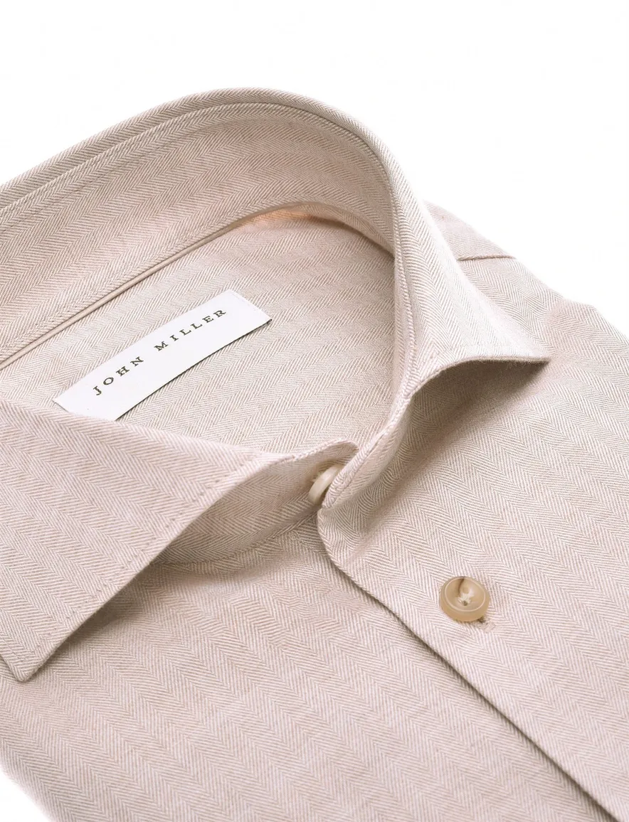 John Miller overhemd tailored fit bruin