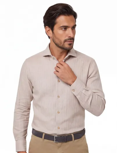 John Miller John Miller overhemd tailored fit bruin