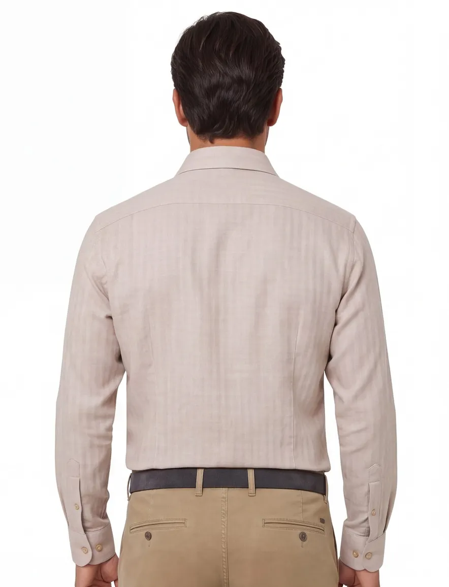 overhemd mouwlengte 7 bruin John Miller Tailored Fit