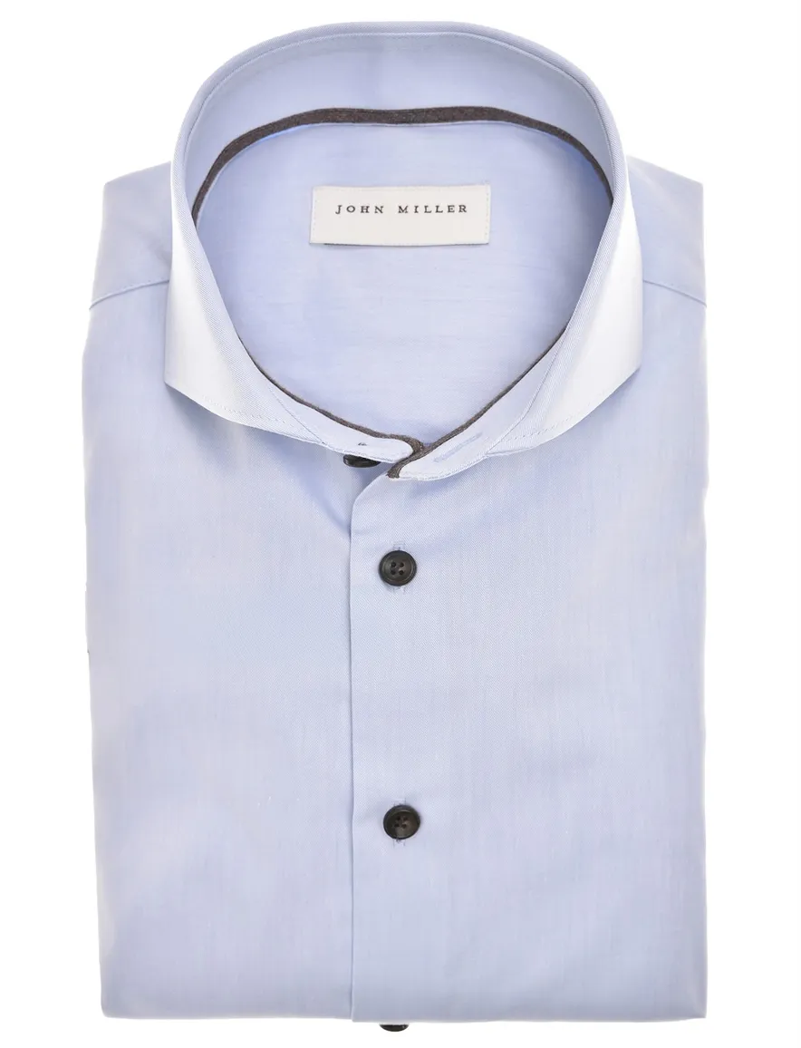 John Miller tailored fit new overhemd mouwlengte-7 lichtblauw