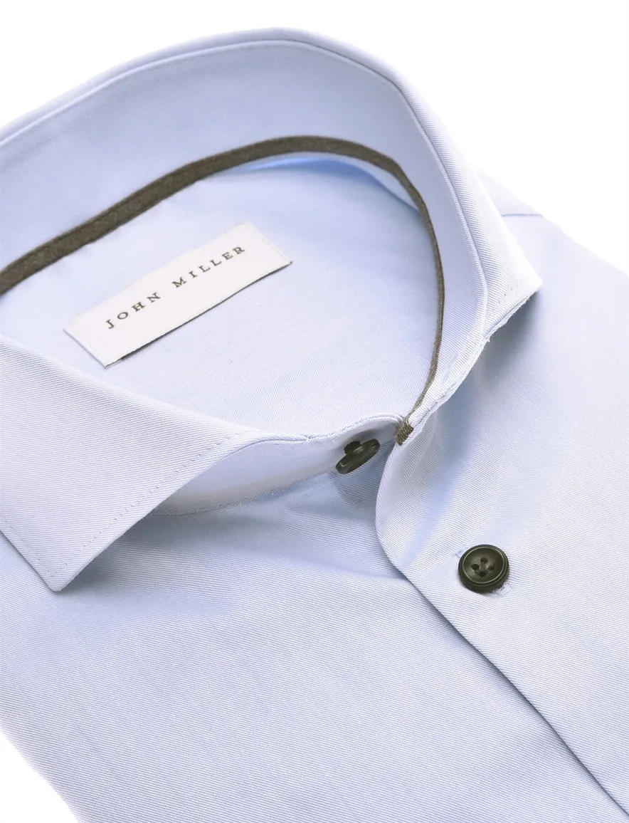 John Miller tailored fit new overhemd mouwlengte-7 lichtblauw