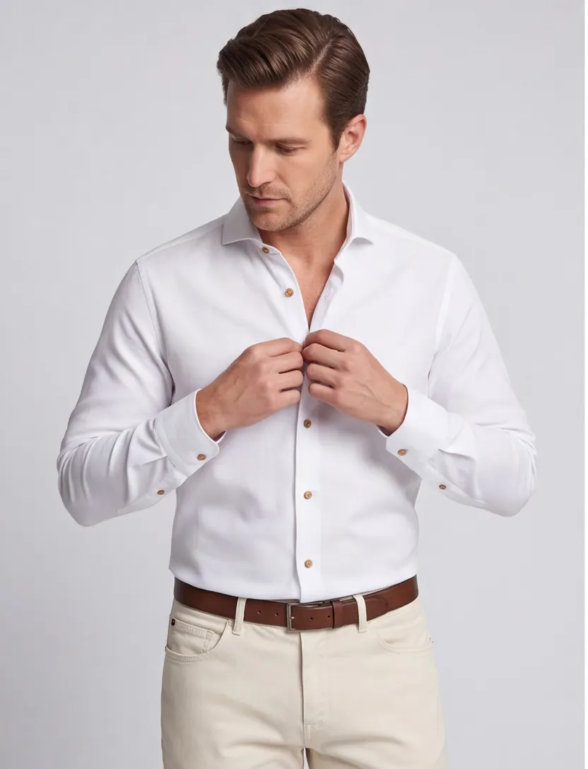 John Miller mouwlengte-7 tailored fit new spierwit overhemd