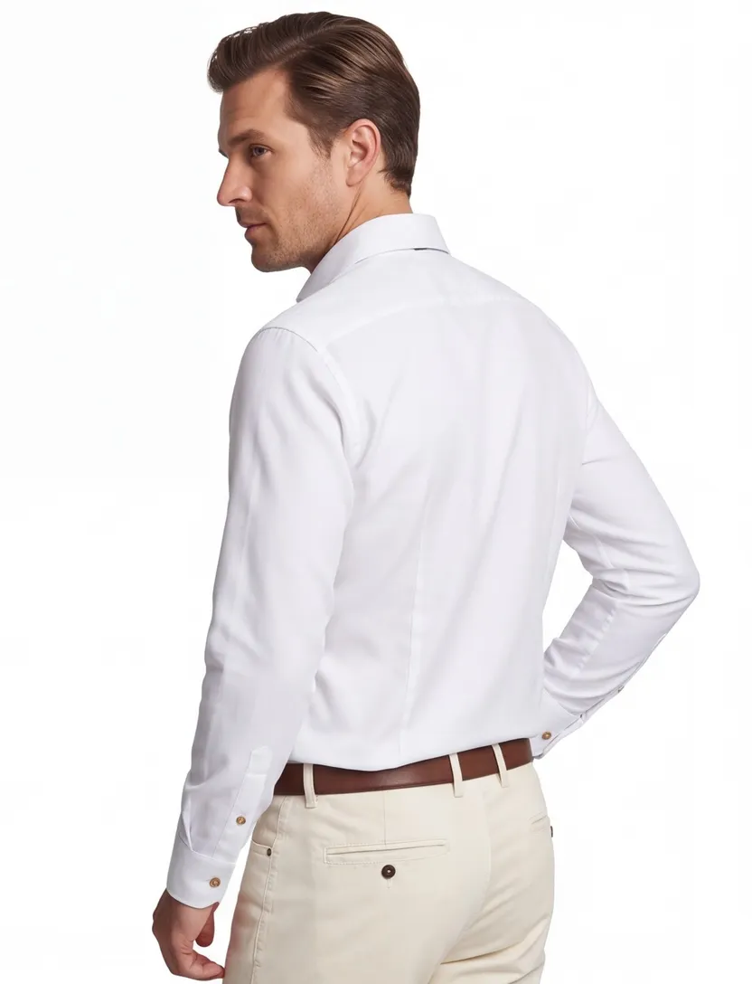 John Miller mouwlengte-7 tailored fit new spierwit overhemd