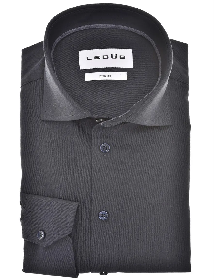 Ledub overhemd donkerblauw effen