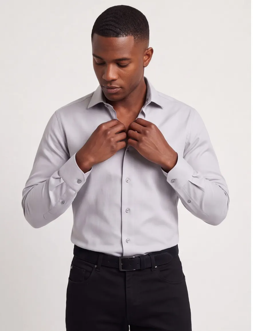 Ledub overhemd grijs stretch