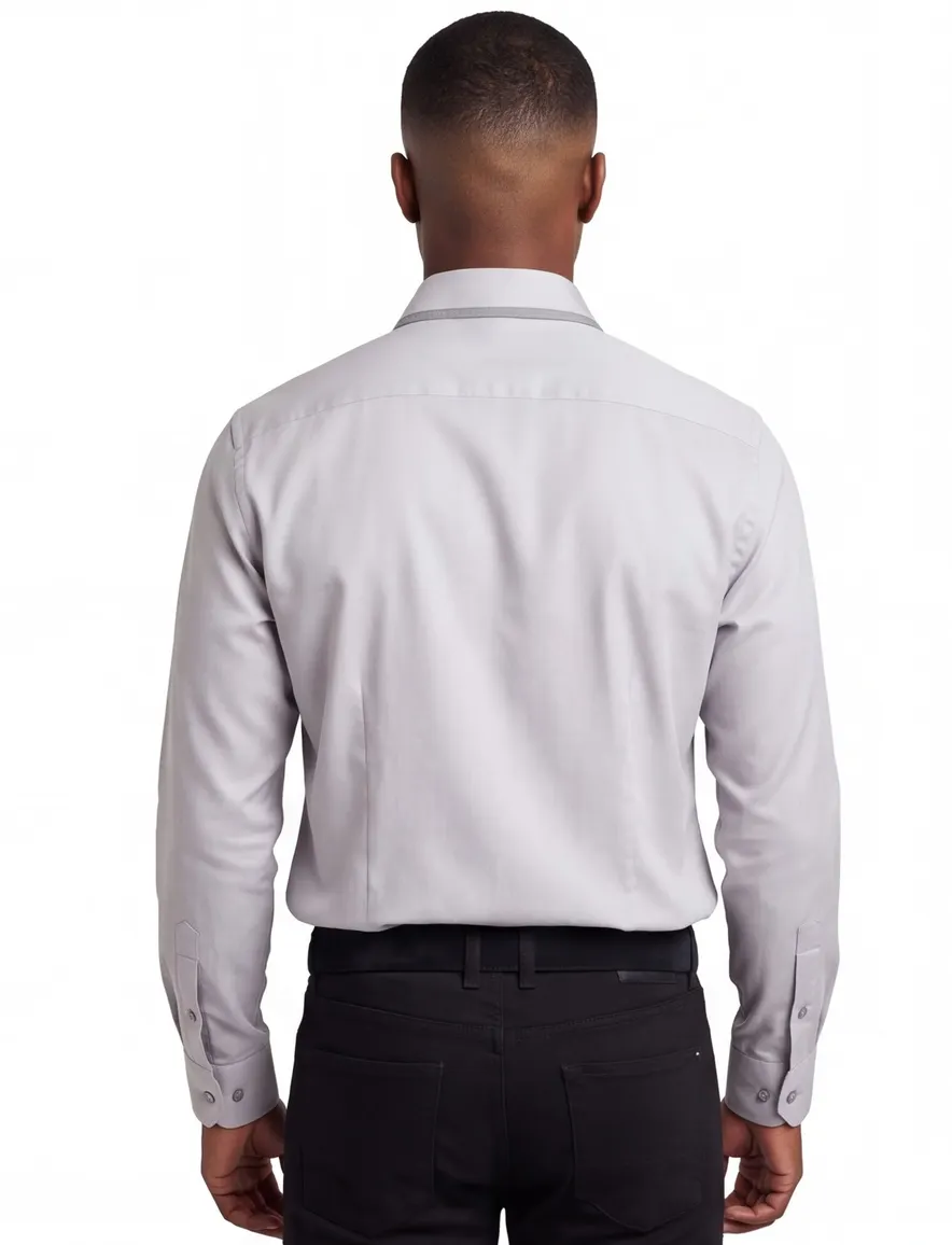 Ledub overhemd grijs stretch
