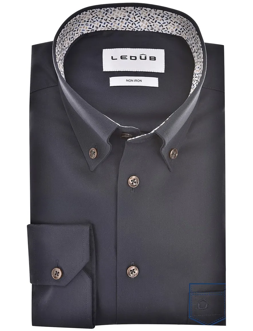 Ledub overhemd donkerblauw modern fit ml7
