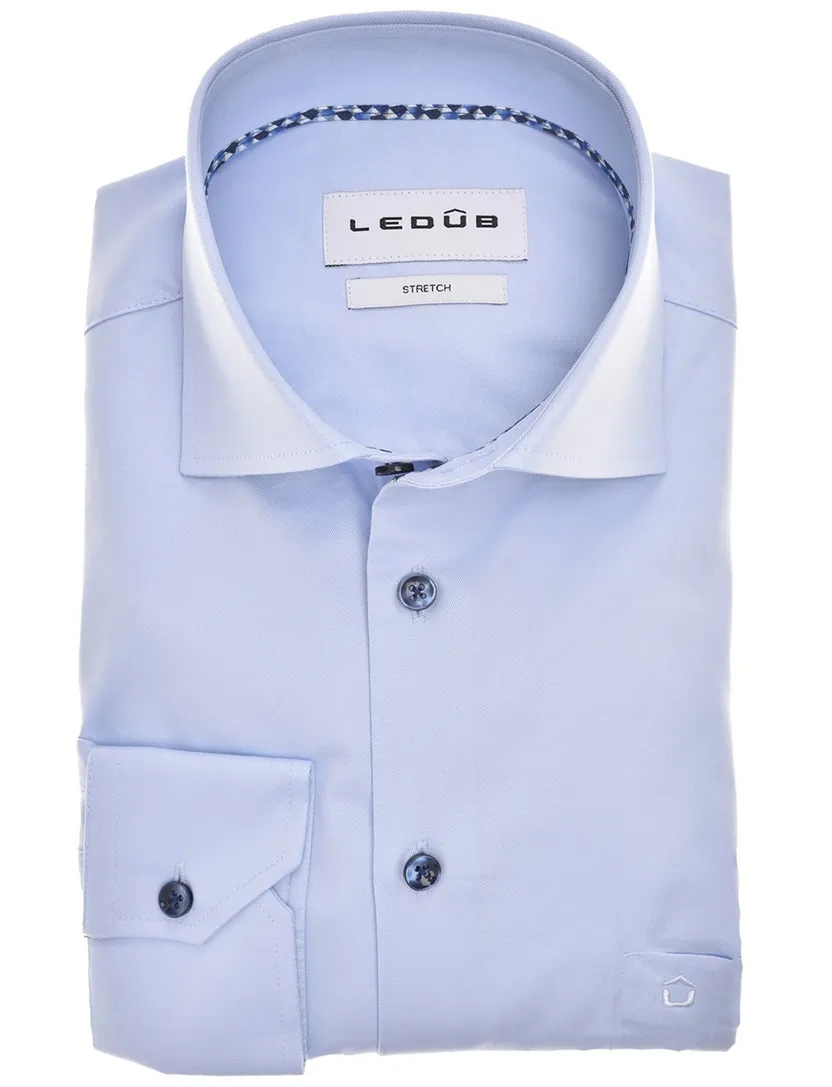 Ledub Modern Fit New overhemd lichtblauw effen katoen