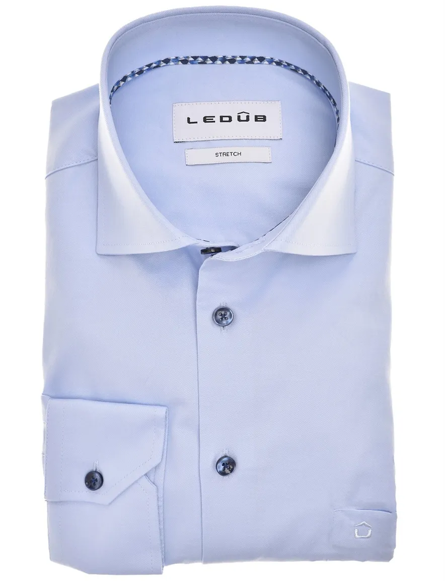 Overhemd Ledub Modern Fit New lichtblauw effen