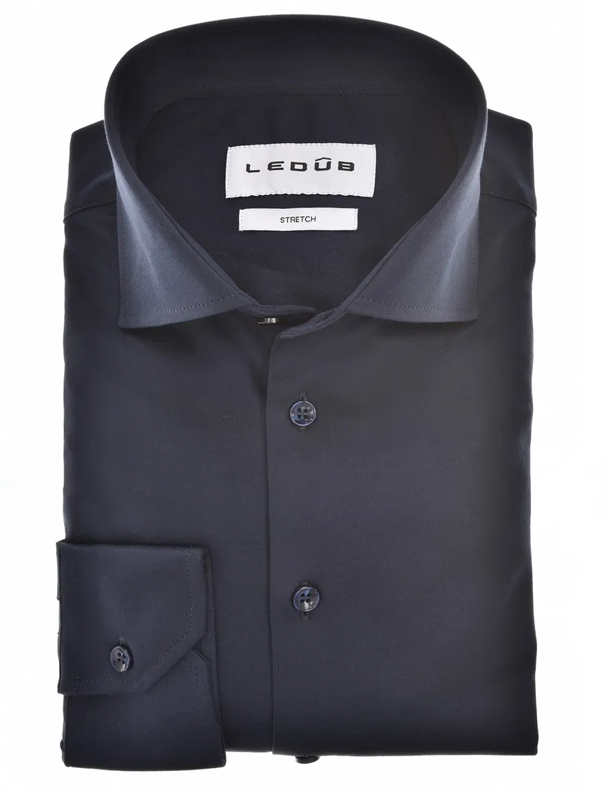 overhemd mouwlengte 7 donkerblauw Ledub