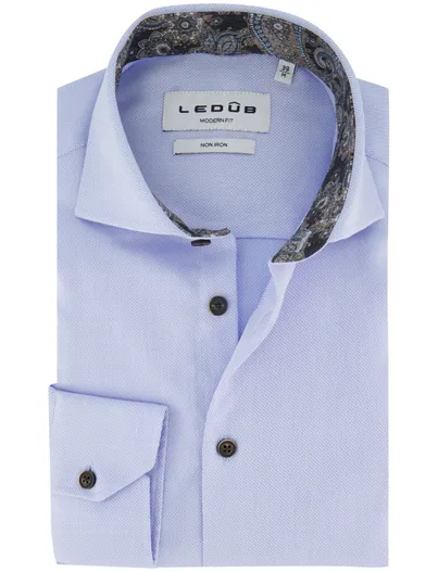 Ledub Ledub strijkvrij overhemd Modern Fit blauw