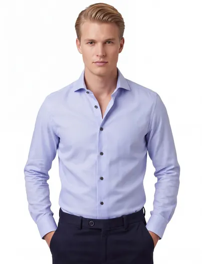 Ledub Ledub strijkvrij overhemd Modern Fit blauw