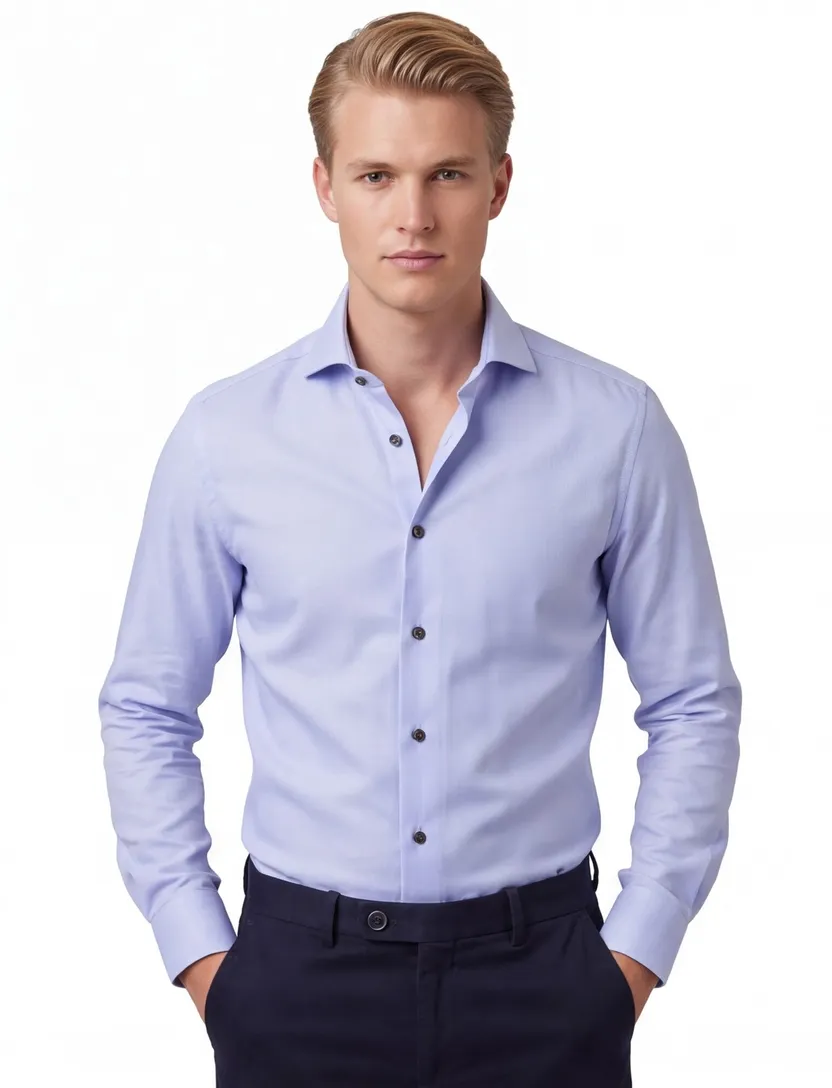 Ledub strijkvrij overhemd Modern Fit blauw