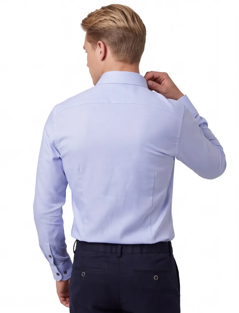 Ledub strijkvrij overhemd Modern Fit blauw