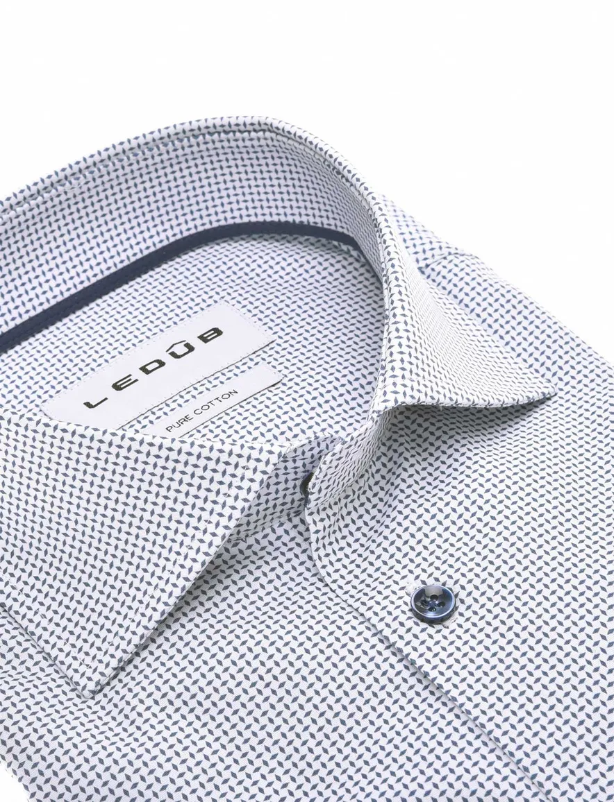 Ledub overhemd blauw geprint met borstzak