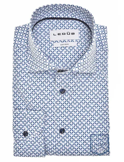Ledub Ledub overhemd blauw met borstzak geprint