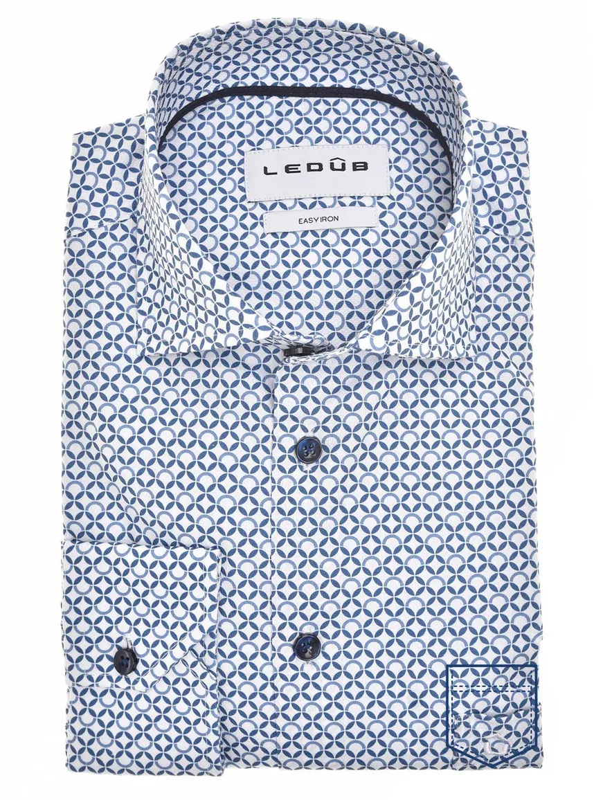 Ledub overhemd blauw met borstzak