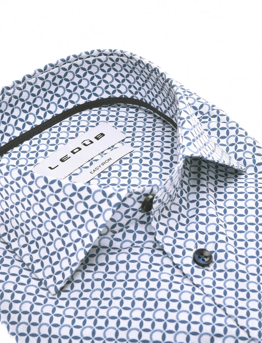 Ledub overhemd blauw met borstzak