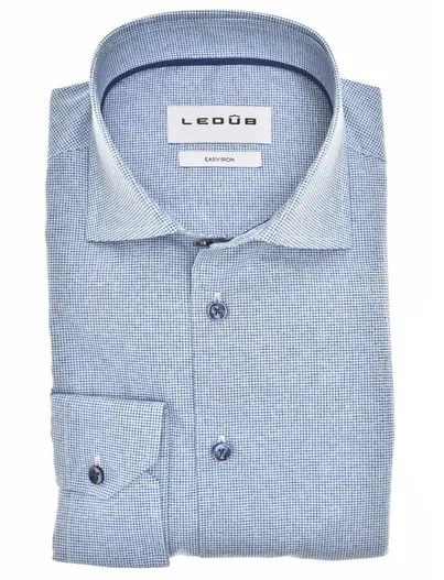 Ledub Ledub overhemd blauw geprint katoen
