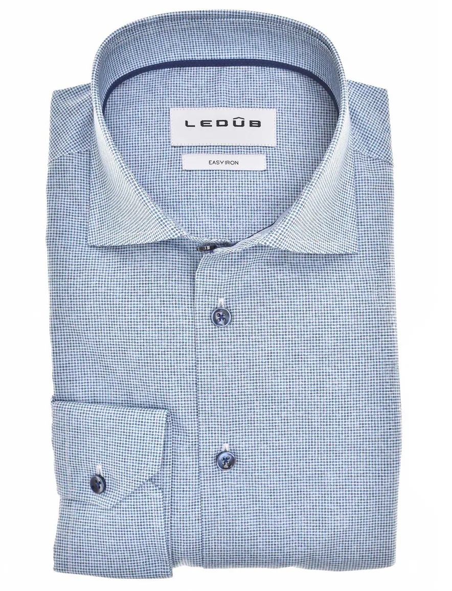 Ledub overhemd blauw geprint katoen