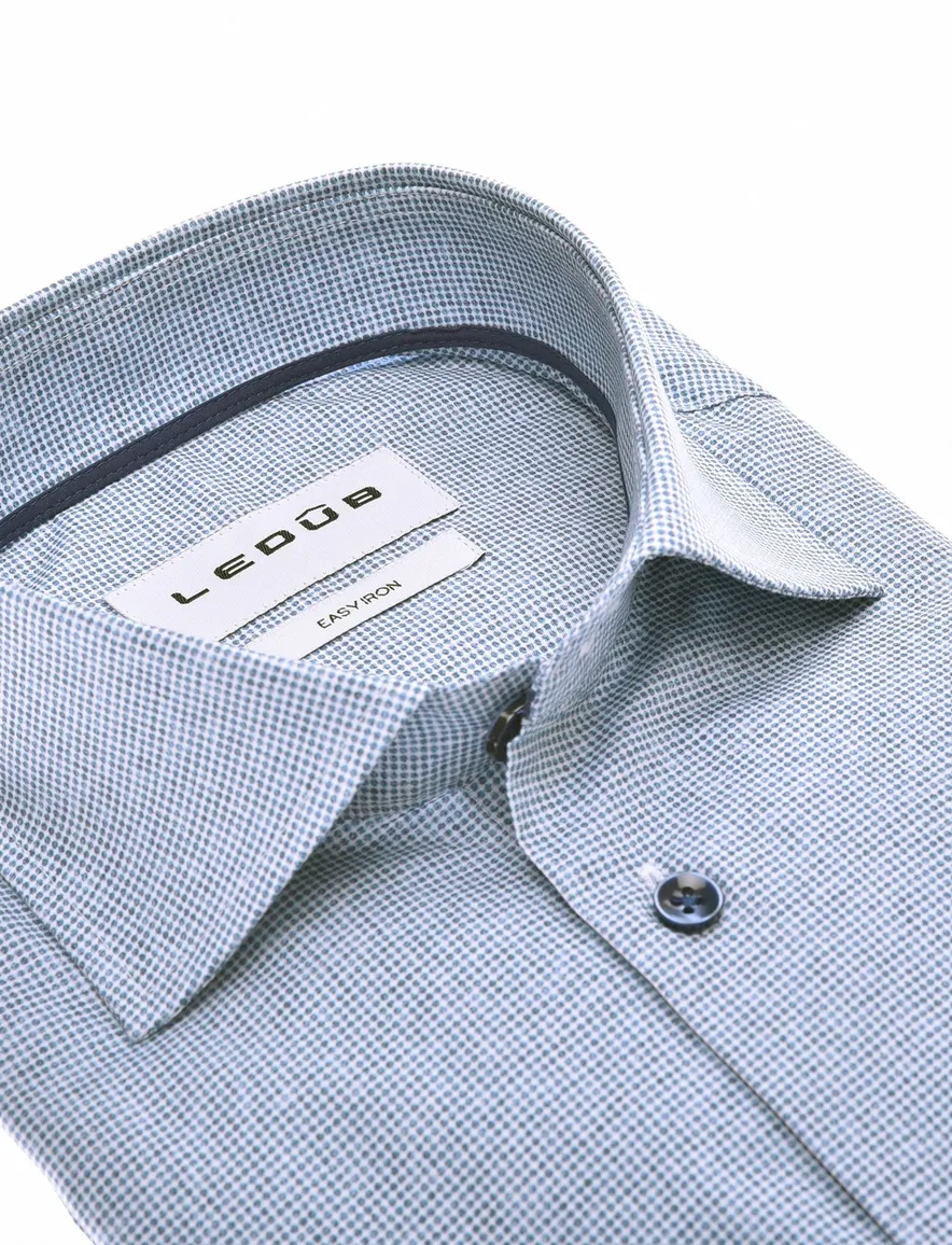 Ledub overhemd blauw geprint katoen
