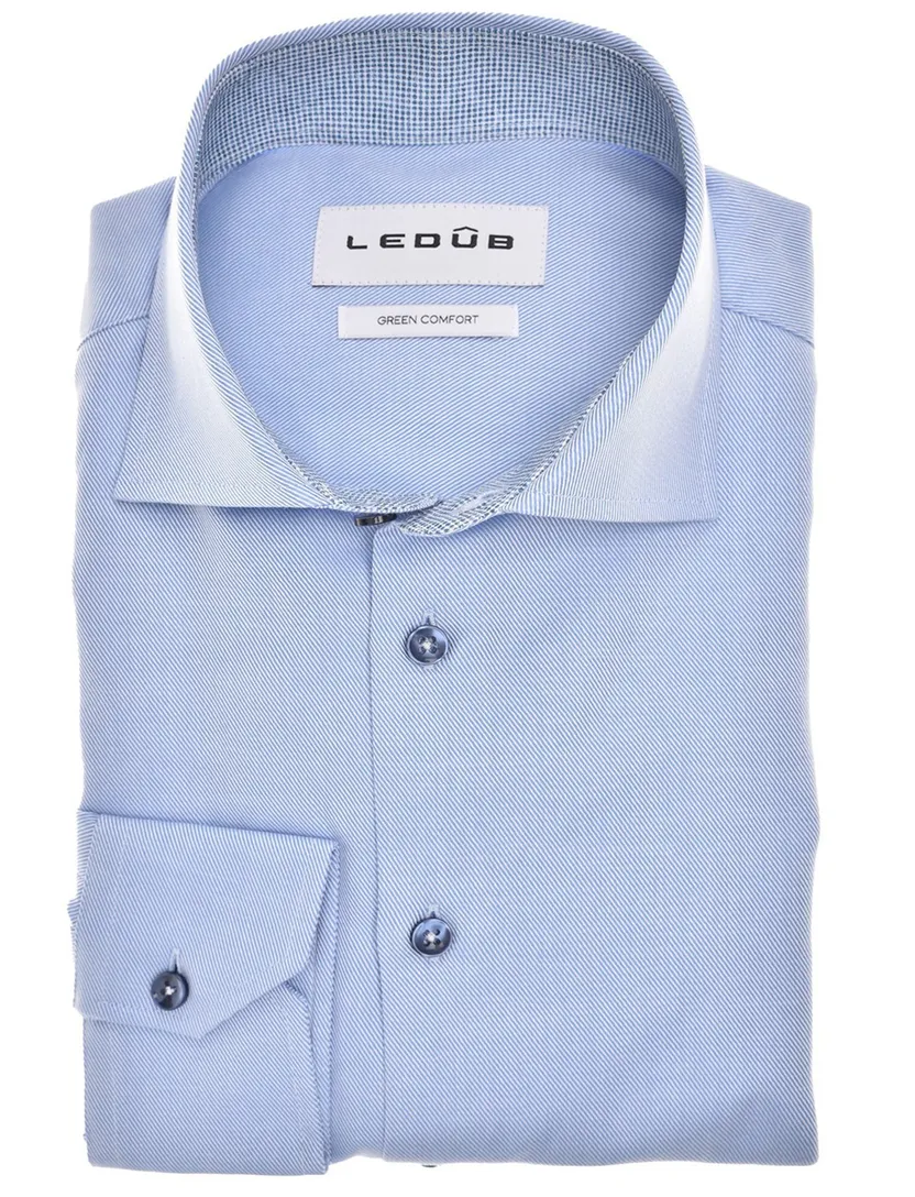 business overhemd Ledub Modern Fit New blauw effen
