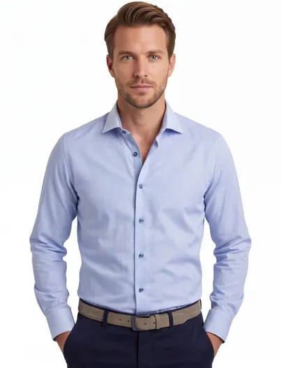 Ledub Ledub Modern Fit New zakelijk overhemd blauw