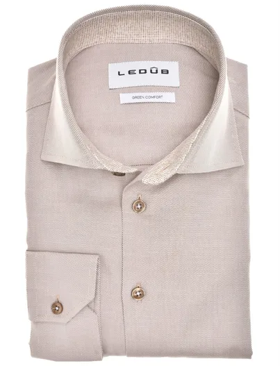 Ledub Ledub Modern Fit New business overhemd roze katoen