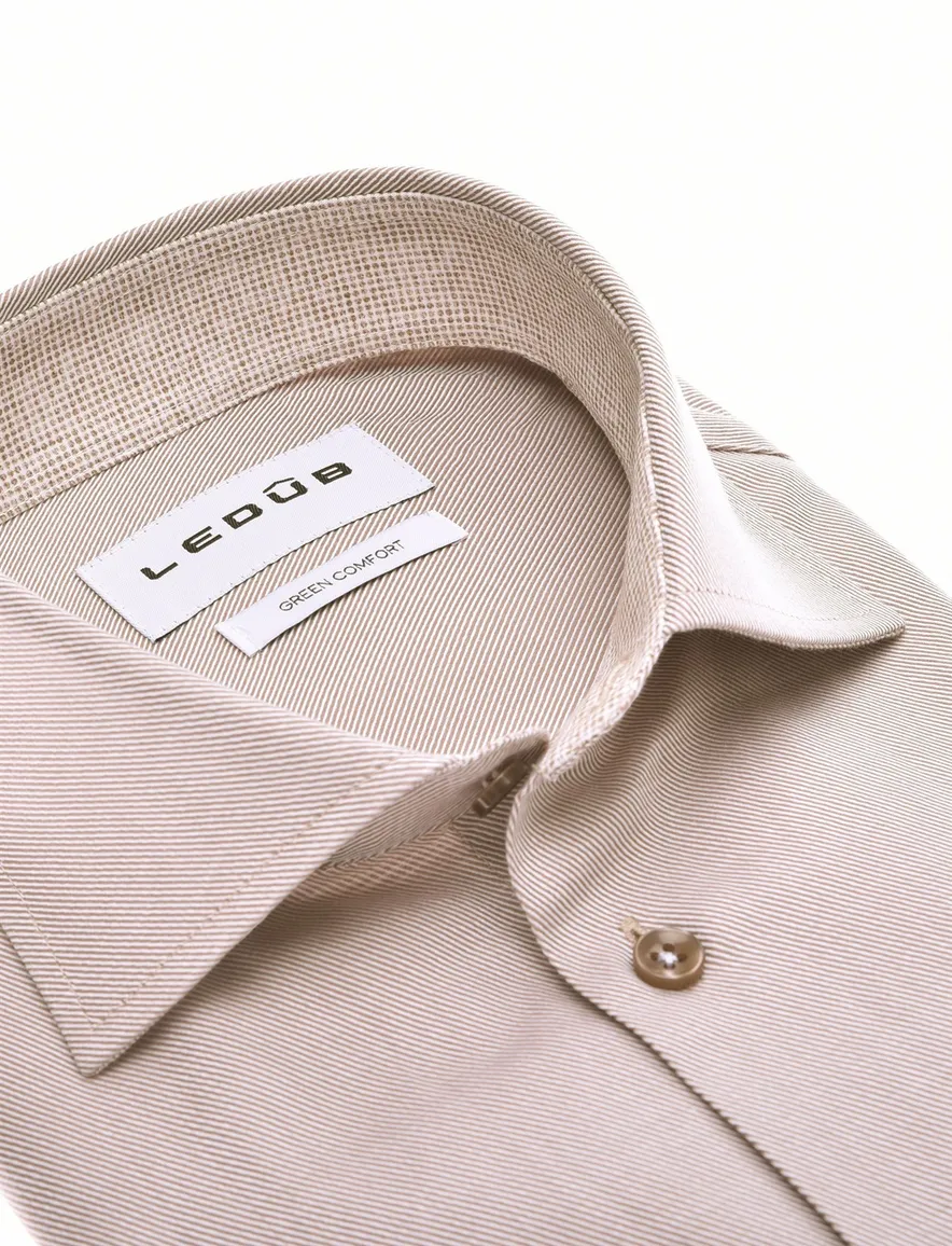Ledub Modern Fit New business overhemd roze katoen