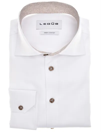 Ledub Ledub Modern Fit New business overhemd wit effen