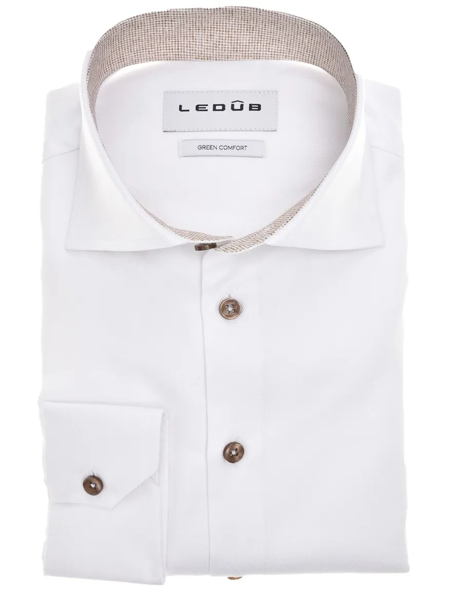 Ledub Modern Fit New business overhemd wit effen