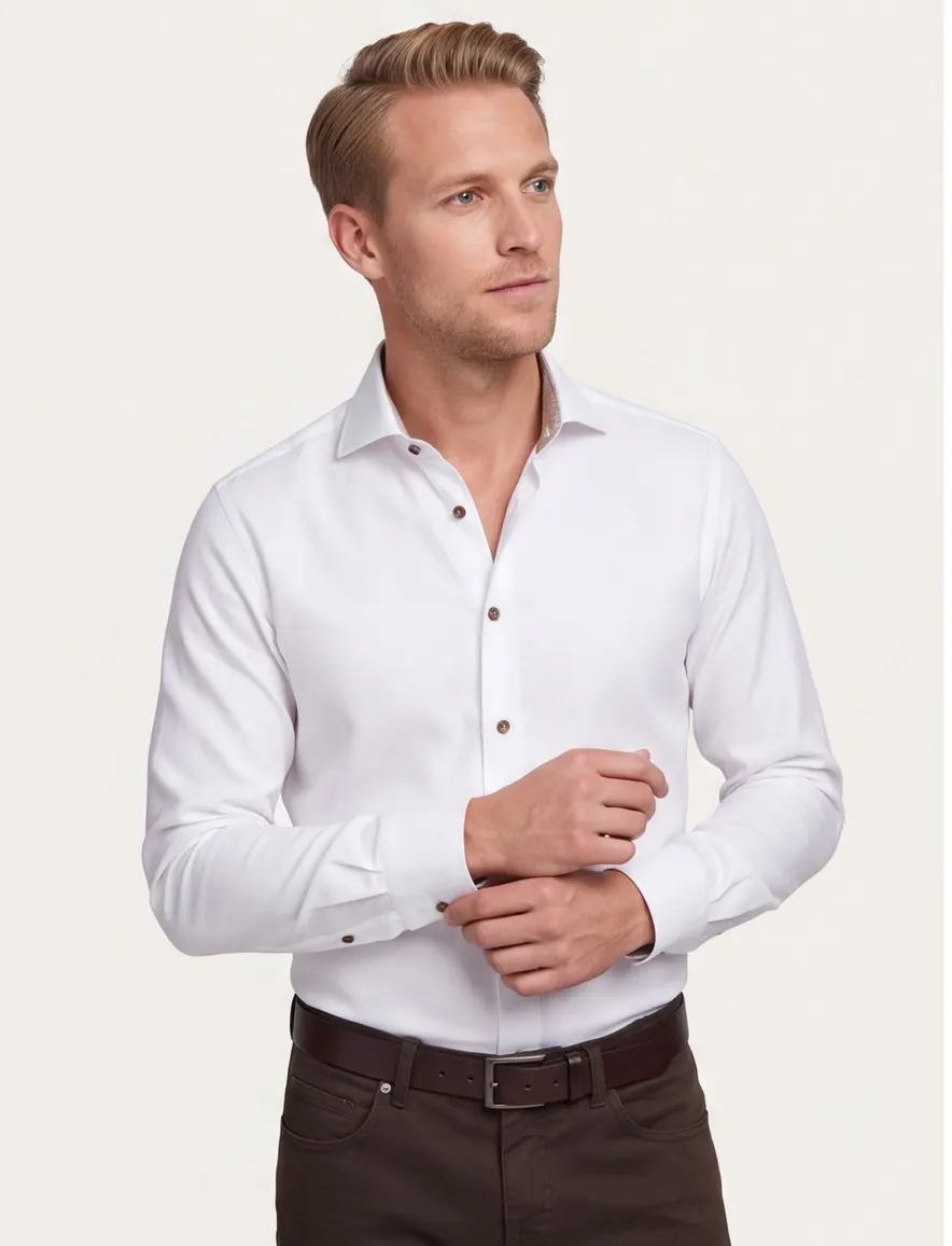 business overhemd wit Ledub Modern Fit New