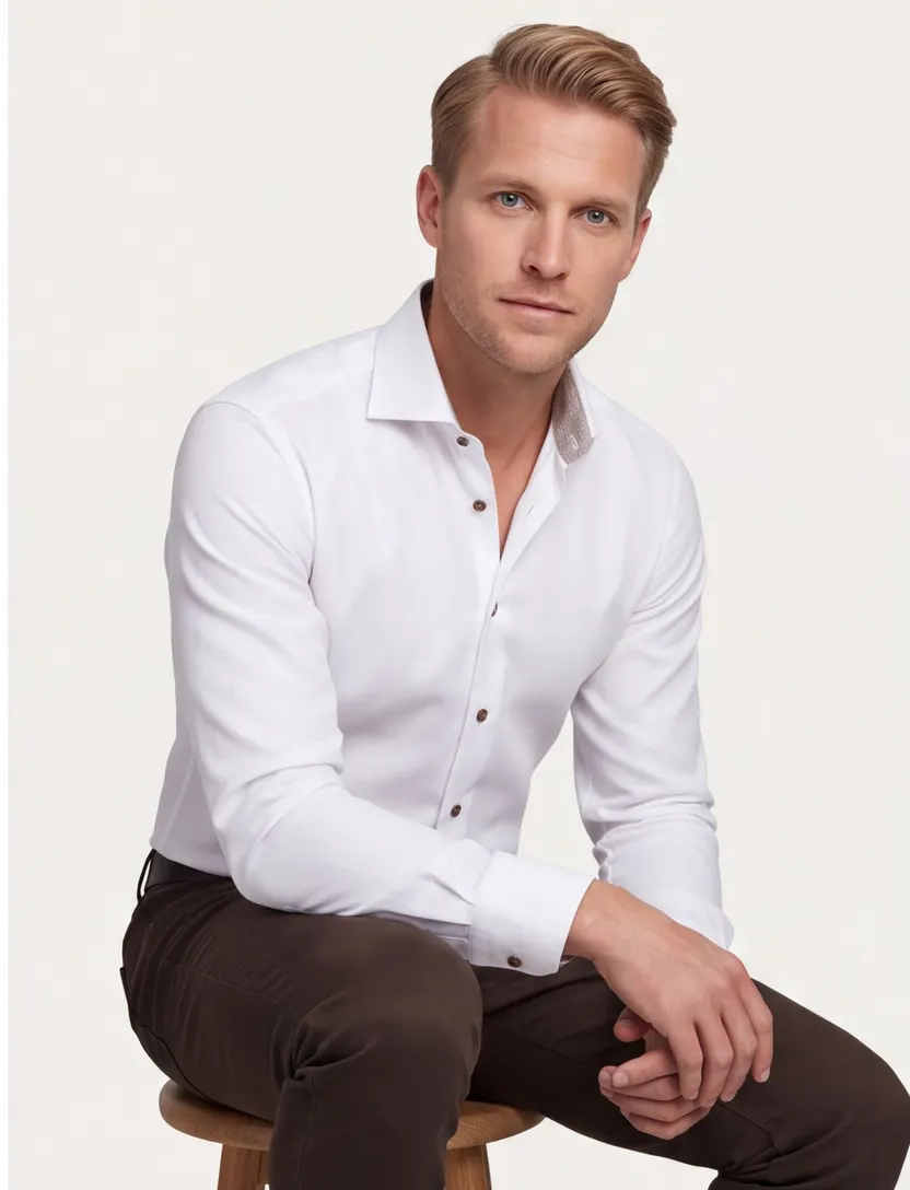 business overhemd Ledub Modern Fit New wit katoen