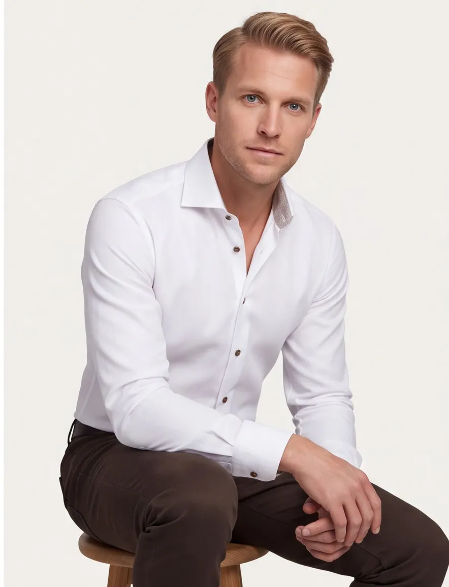 business overhemd wit Ledub Modern Fit New