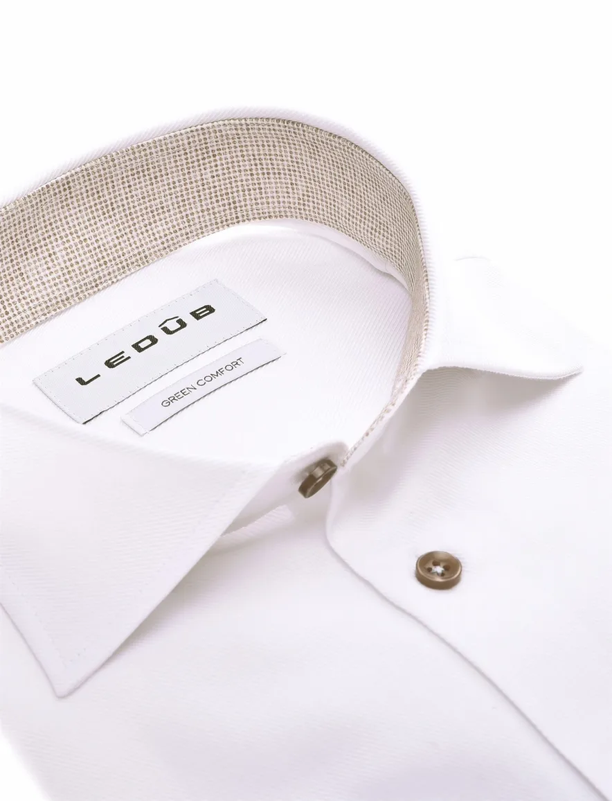 Ledub Modern Fit New business overhemd wit effen