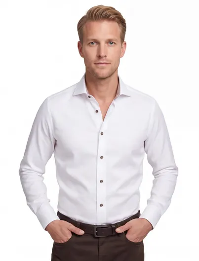 Ledub Ledub Modern Fit New business overhemd wit effen