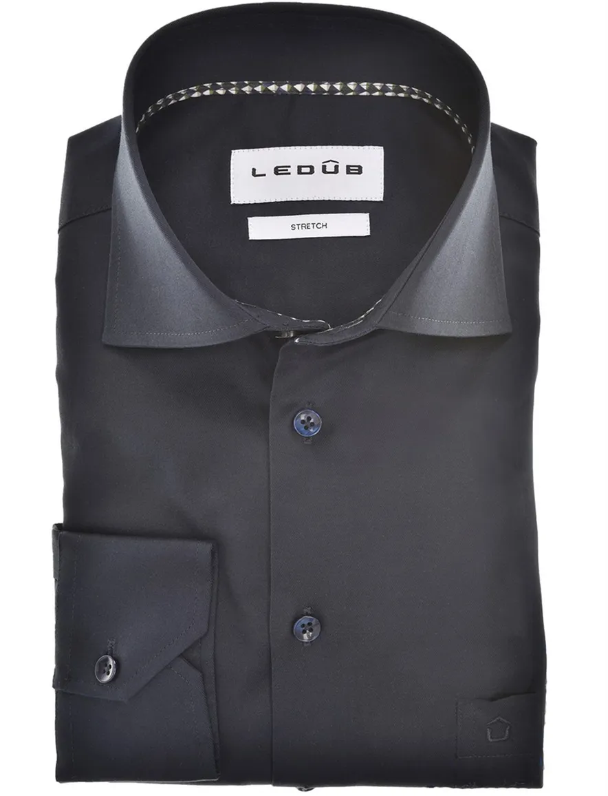 business overhemd donkerblauw Ledub Modern Fit New