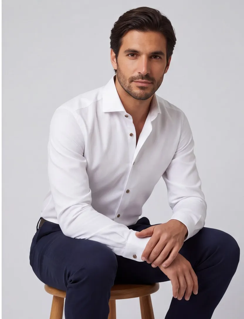 overhemd Ledub Modern Fit New wit normale fit