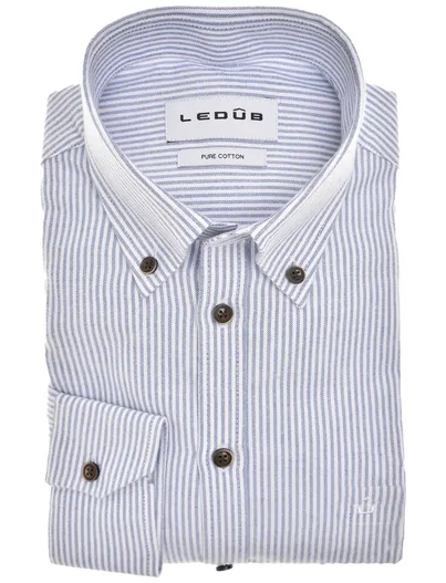 Ledub Ledub Modern Fit New business overhemd blauw gestreept