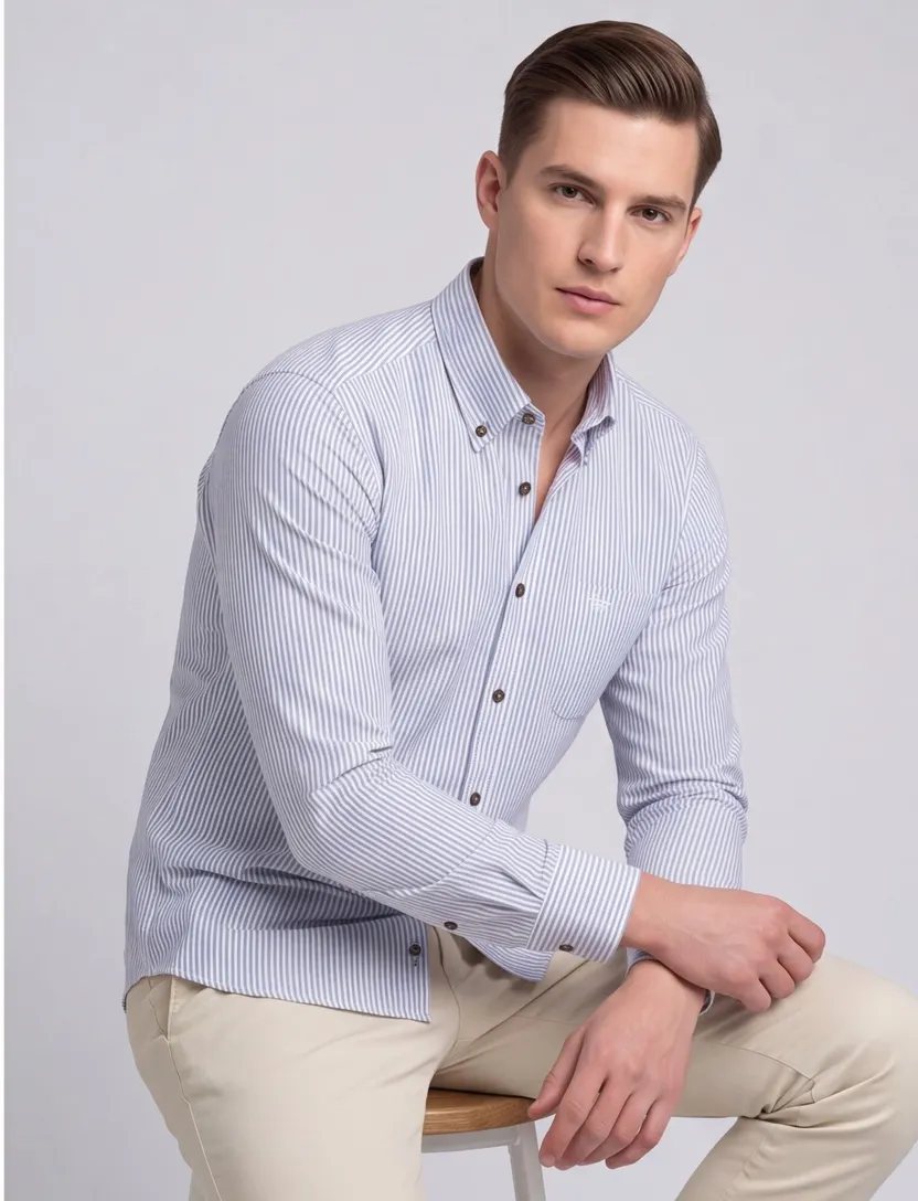 Zakelijk overhemd Ledub Modern Fit New blauw