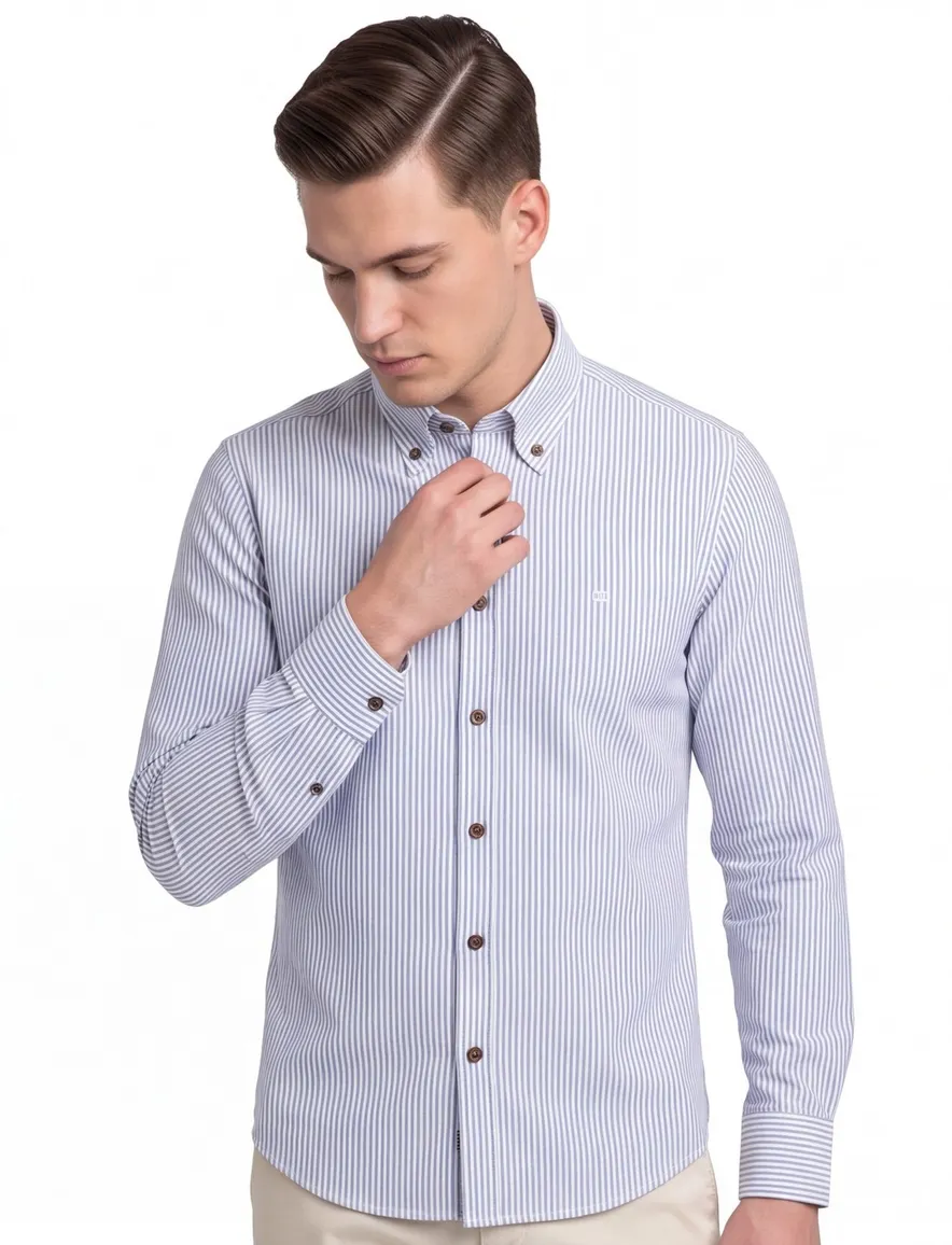business overhemd blauw Ledub Modern Fit New