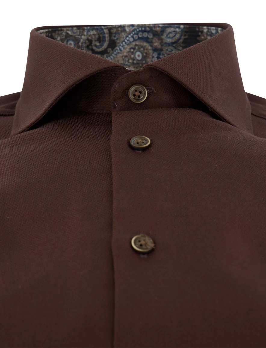 Ledub overhemd Modern Fit bruin