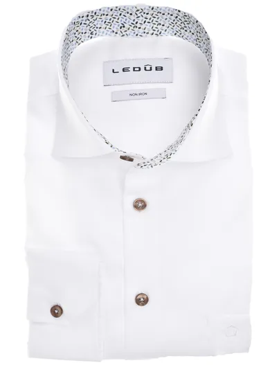 Ledub business overhemd Ledub Modern Fit New wit strijkvrij